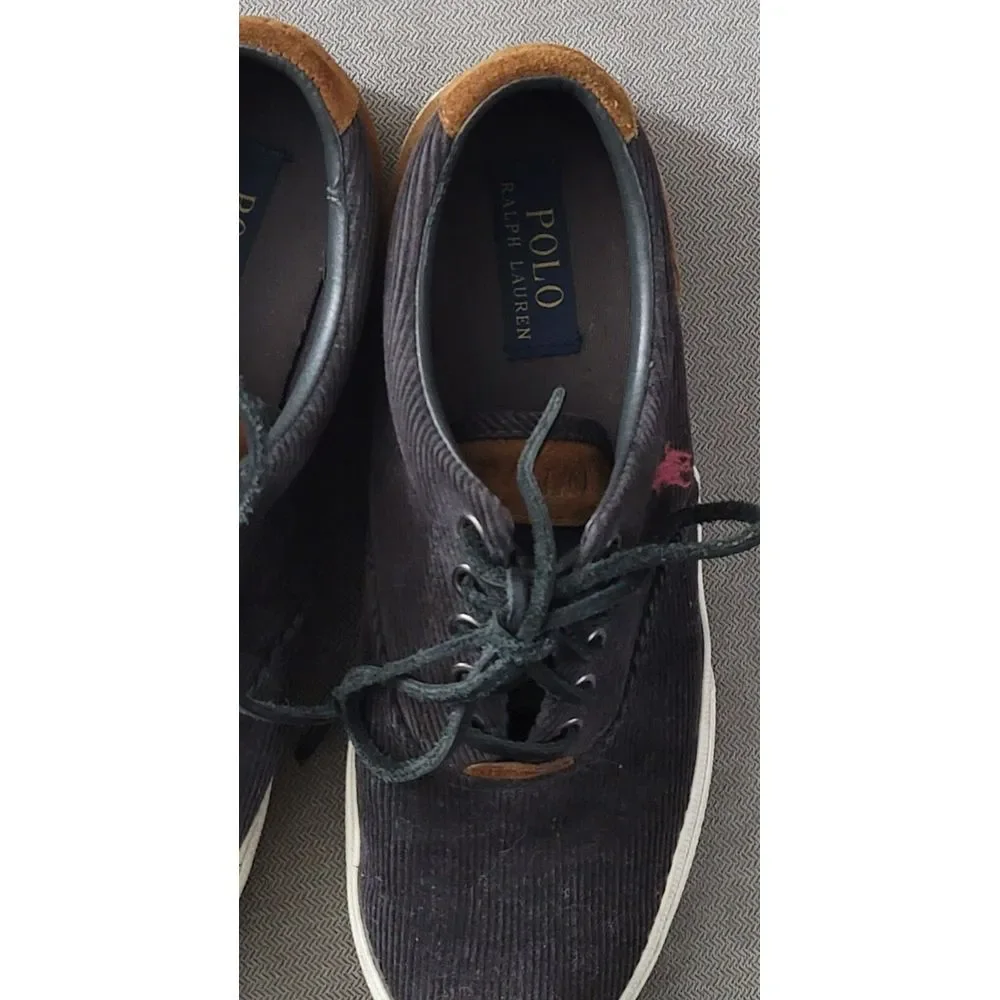 Polo Ralph Lauren Men's Vaughn Charcoal Corduroy Suede Shoes Size 7.5‎ D